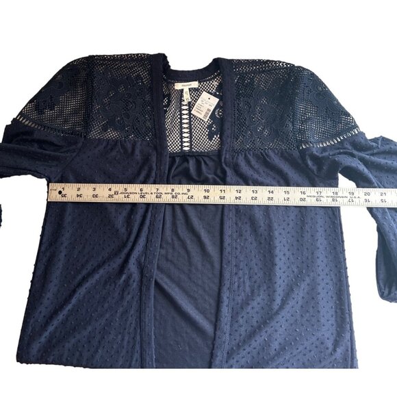Maurice’s Navy Open Front Cardigan With Lace Detail, Long Sleeves Size XS - Picture 5 of 8